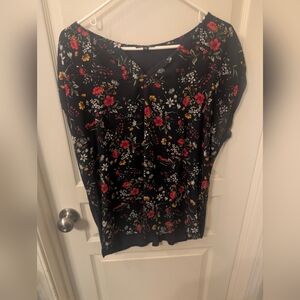Papermoon Black Floral V-Neck Blouse